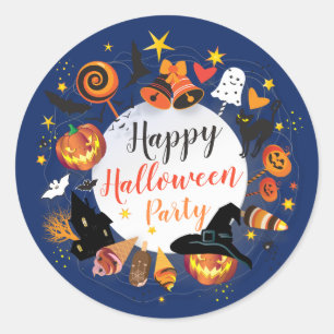 Halloween Party Characters Trendy Design Custom Classic Round Sticker