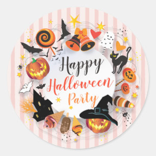 Halloween Party Characters Trendy Design Custom Classic Round Sticker