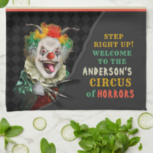 Halloween Party Circus Clown Scary Carnival Custom Tea Towel