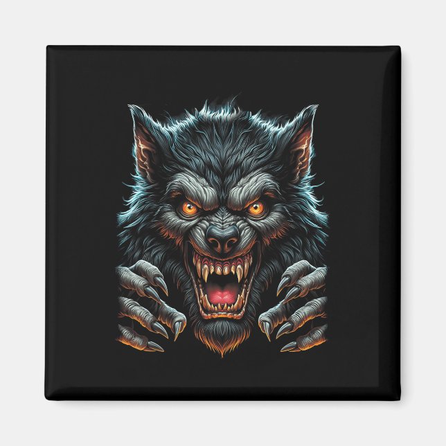 Halloween Party Costume Angry Werewolf Wolfman  Magnet (Front)