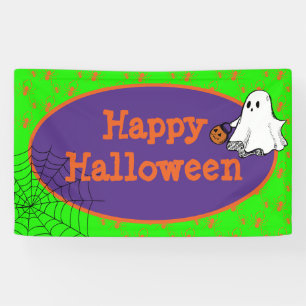 Halloween Party Cute Ghost Trick or Treat Banner