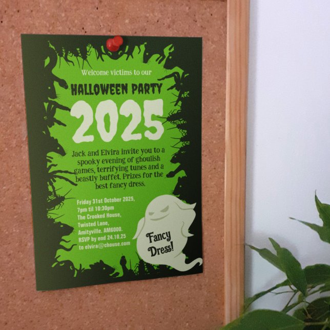 Halloween Party Dark Green Rats Creepy Crawlies Invitation (Creator Uploaded)