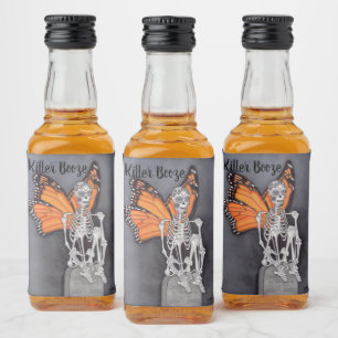 Halloween Party Day of the Dead Skeleton DIY Text Liquor Bottle Label