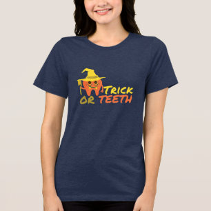 Halloween Party Dental Hygienist Trick or Teeth Tri-Blend Shirt