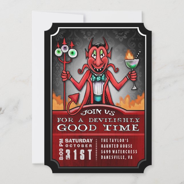 Halloween Party Devilish Good Time Fun Invitation (Front)