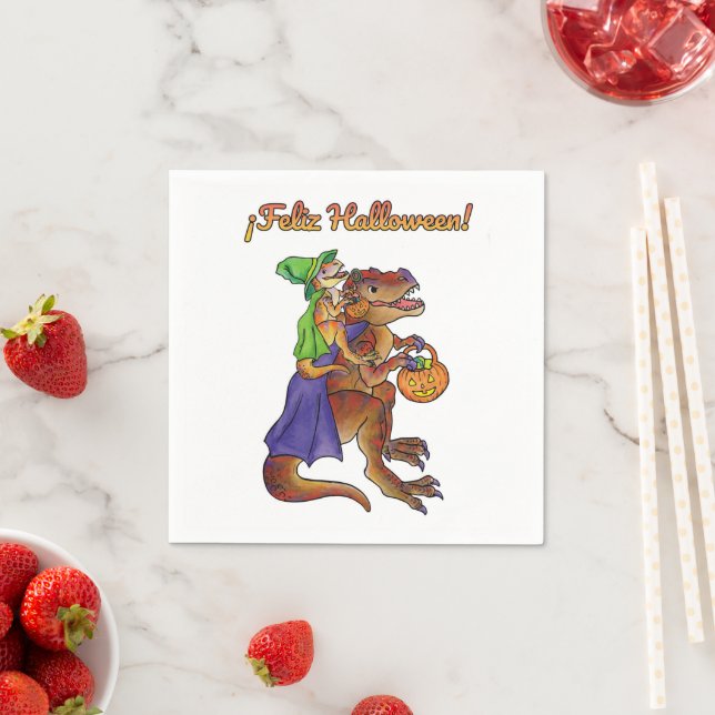 Halloween Party Dinosaur Napkins Feliz Halloween (Insitu)