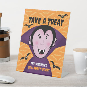 Halloween Party Dracula Bat Vampire Cute  Pedestal Sign