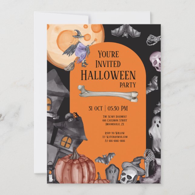 Halloween Party Eat Drink Be Scary Invitation (Front)