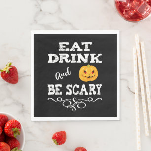 Halloween Party Eat Drink & Be Scary Pumpkin Face Napkin