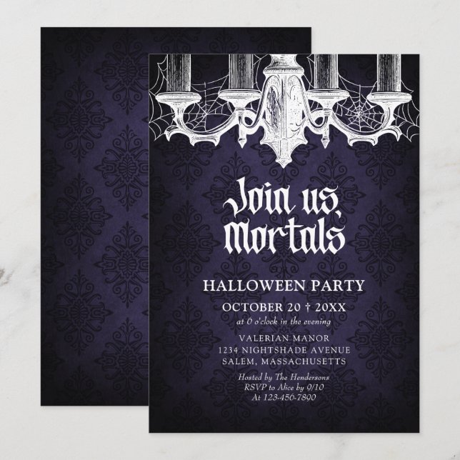 Halloween Party Elegant Gothic Invitation (Front/Back)