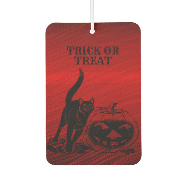 Halloween Party Evil Black Cat Pumpkin Red Scary Car Air Freshener (Front)