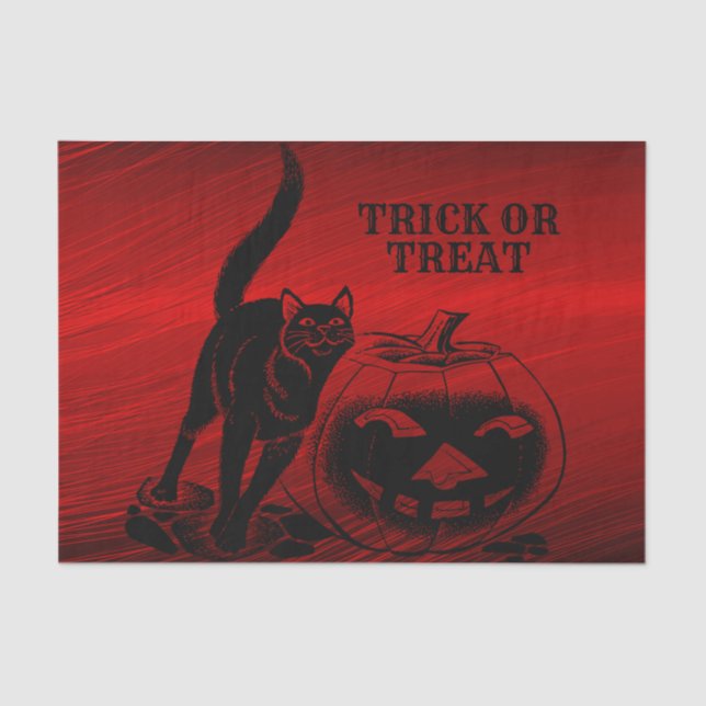 Halloween Party Evil Black Cat Pumpkin Red Scary Tissue Paper (Front)