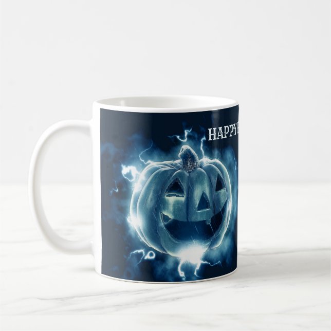 Halloween Party Evil Blue Pumpkin Horror Scary Coffee Mug (Left)