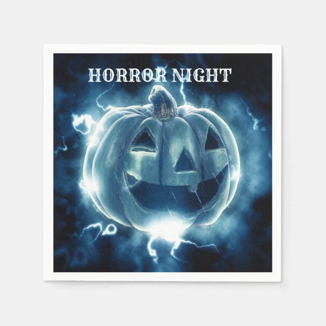 Halloween Party Evil Blue Pumpkin Horror Scary Napkin (Front)