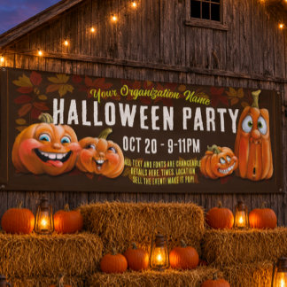 Halloween Party,Fall Festival,Cute Funny Pumpkin Banner