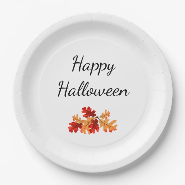 Halloween Party Fall Leaves Elegant   Paper Plate (Front)