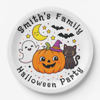 Halloween Party Family Cute Pumpkin Cat Ghost Paper Plate
