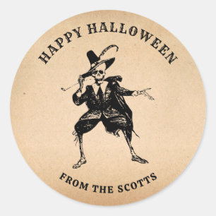 Halloween Party Favour Skeleton Gothic Vintage Classic Round Sticker