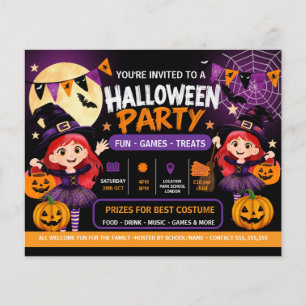 Halloween Party for Kids Invitation   Cute Spooky  Flyer