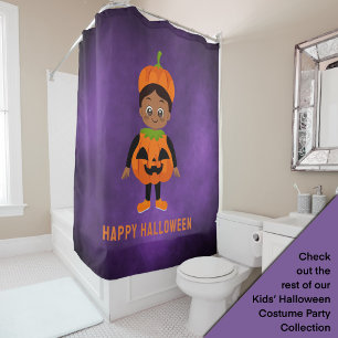 Halloween Party for Kids Pumpkin Shower Curtain