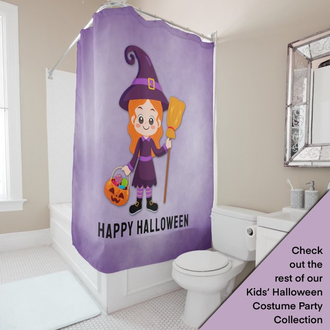 Halloween Party for Kids Witch Shower Curtain (Creator Uploaded)