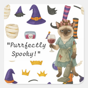 Halloween Party for Siamese Cat lovers Square Sticker