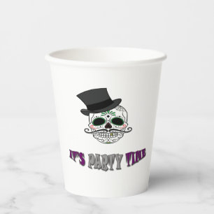Halloween Party Funny Moustache Decorated Skull Paper Cups