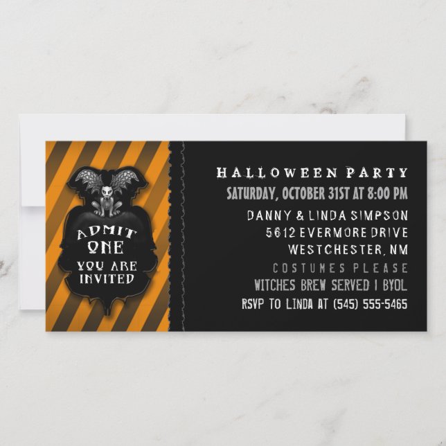 Halloween Party Gargoyle Admit One Invitation (Front)