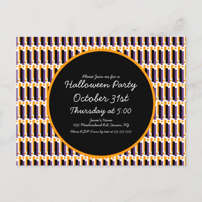 Halloween Party Geometrical Shapes Lines Postcard (Front)