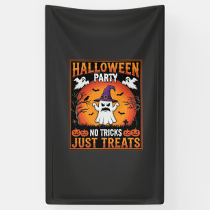 Halloween Party Ghost No Tricks Just Treats Banner
