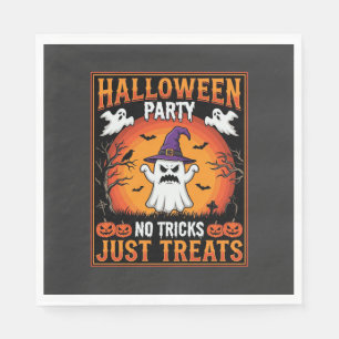 Halloween Party Ghost No Tricks Just Treats Napkin