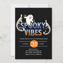 Halloween Party Ghost Spooky Vibes Birthday Black