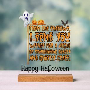 Halloween Party Ghostly Greetings Acrylic Sign