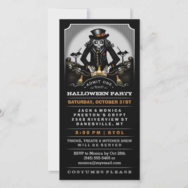 Halloween Party Ghoulish Fun Invite Ticket (Front)