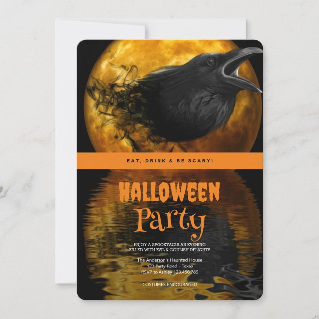 Halloween Party  Gothic Crow Invitation (Front)