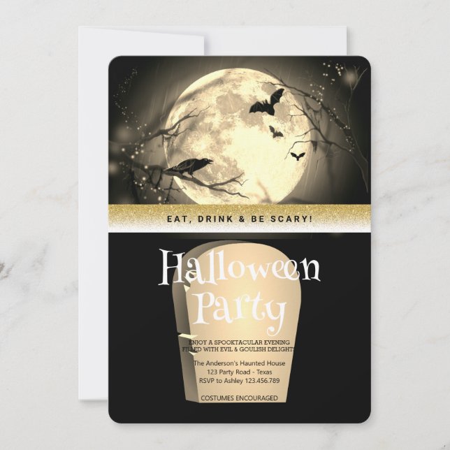Halloween Party Gothic Fantasy Moon Invitation (Front)