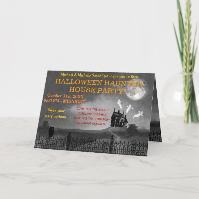 Halloween Party - Gothic Haunted House Invitation (Front)