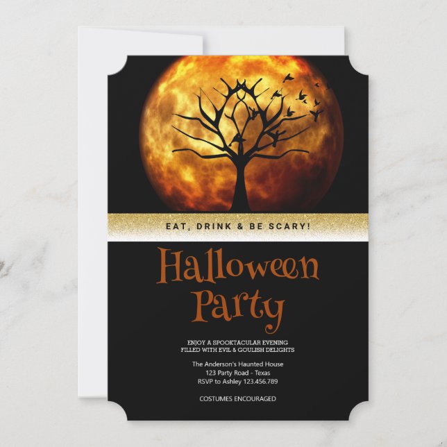Halloween Party Gothic Moon Invitation (Front)
