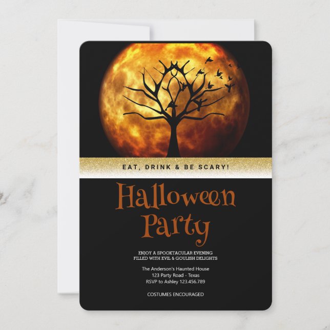 Halloween Party Gothic Moon Invitation (Front)