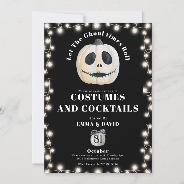 Halloween Party Gothic Pumpkin String Lights Invitation (Front)
