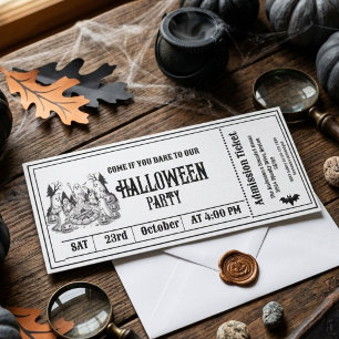 Halloween Party Gothic Skeleton Ticket Invitation
