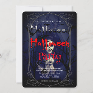Halloween Party  Gothic witch and haunted house Invitation