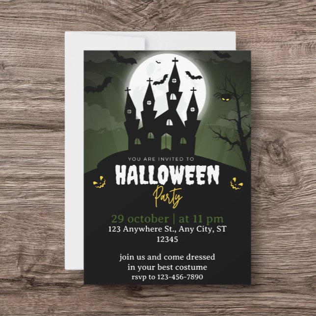Halloween Party Green And Black Illustrative  Thank You Card (Creator Uploaded)