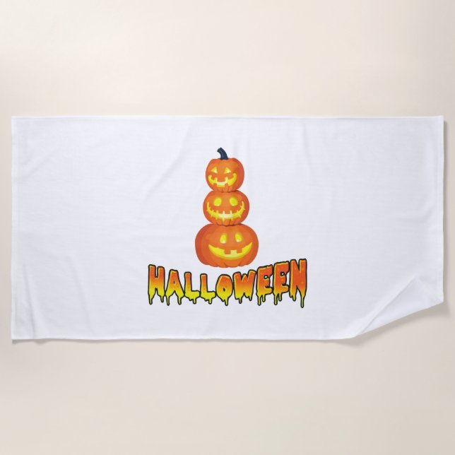 Halloween Party, Halloween Pumpkins Beach Towel (Front)