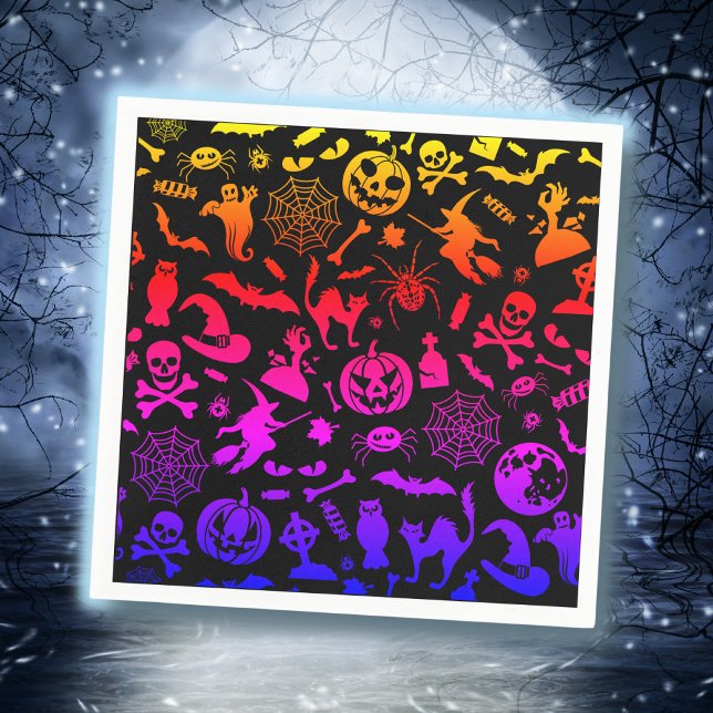 Halloween Party Happy Halloween neon spooky scary Napkin (Creator Uploaded)