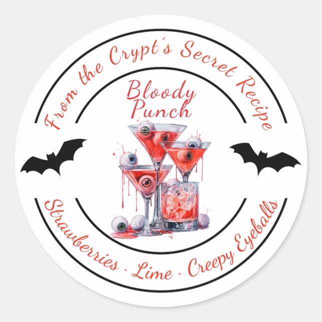 Halloween Party | Haunted Blood Cocktail | Spooky  Classic Round Sticker (Front)
