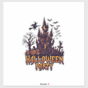 Halloween Party Haunted Castle Pumpkins Bats