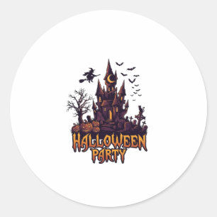 Halloween Party Haunted Castle Pumpkins Bats Classic Round Sticker