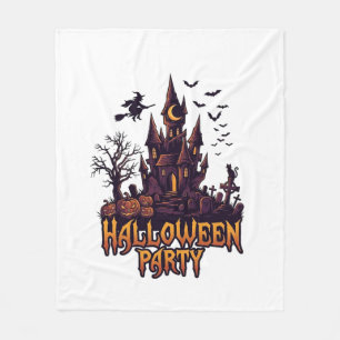 Halloween Party Haunted Castle Pumpkins Bats Fleece Blanket