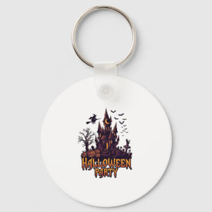 Halloween Party Haunted Castle Pumpkins Bats Key Ring
